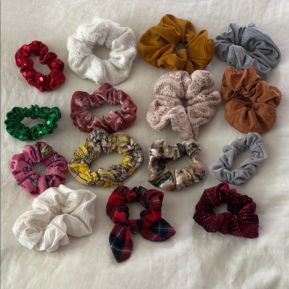 15 Colorful Scrunchies Set lot
